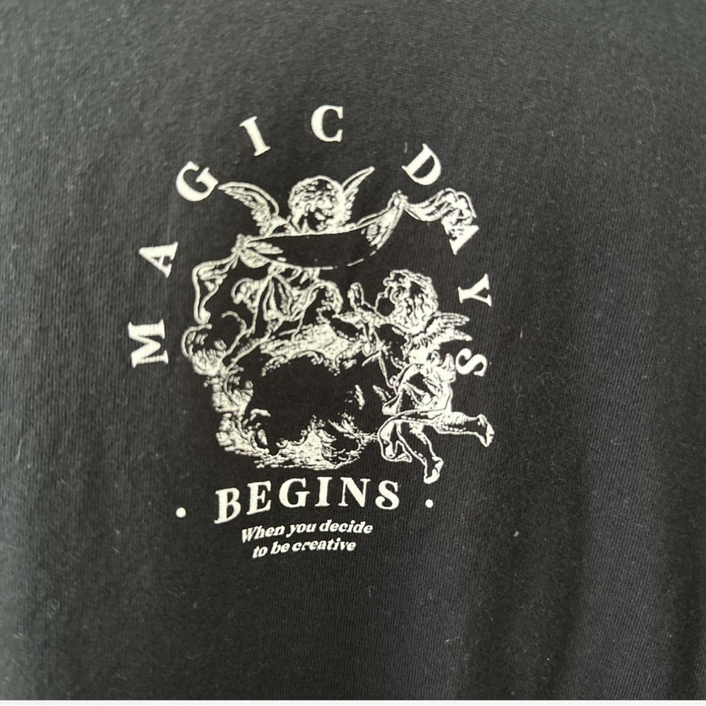 Zara Black Tee with Graphic Design